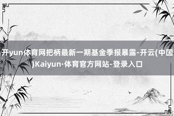 开yun体育网把柄最新一期基金季报暴露-开云(中国)Kaiyun·体育官方网站-登录入口