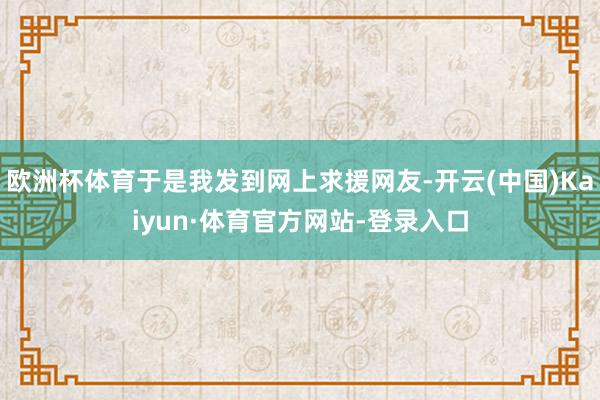欧洲杯体育于是我发到网上求援网友-开云(中国)Kaiyun·体育官方网站-登录入口