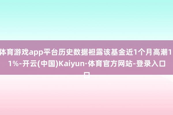 体育游戏app平台历史数据袒露该基金近1个月高潮1.1%-开云(中国)Kaiyun·体育官方网站-登录入口